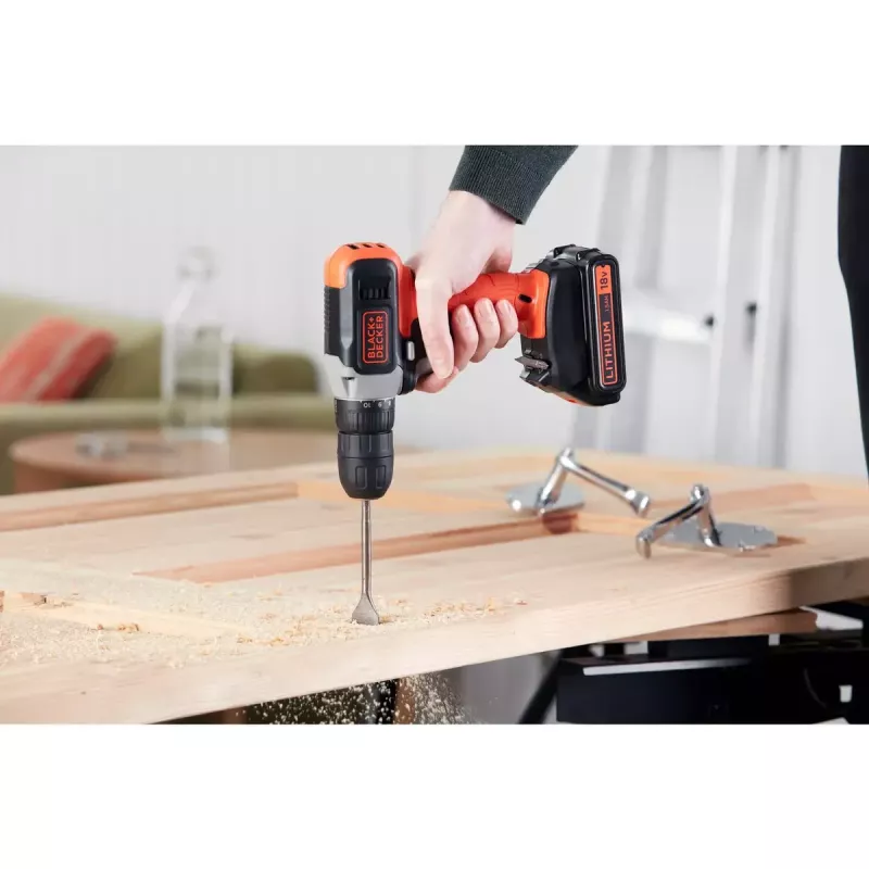 Belaidis gręžtuvas/suktuvas Black & Decker BCD001C1, 18 V, Li‑jon 1,5 Ah, oranžinis/juodas