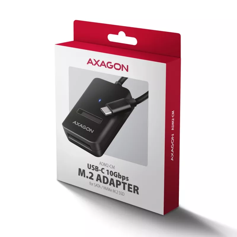 Axagon ADM2-CM USB-C adapteris M.2 NVMe SATA 10Gbps juodas