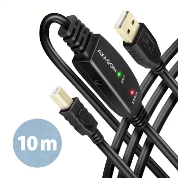 Axagon ADR-210B aktyvus USB 2.0 A-M → B-M jungiamasis kabelis su kartotuvu 10 m
