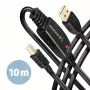 Axagon ADR-210B aktyvus USB 2.0 A-M → B-M jungiamasis kabelis su kartotuvu 10 m