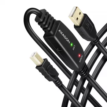 Axagon ADR-210B aktyvus USB 2.0 A-M → B-M jungiamasis kabelis su kartotuvu 10 m
