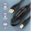 Axagon ADR-210B aktyvus USB 2.0 A-M → B-M jungiamasis kabelis su kartotuvu 10 m