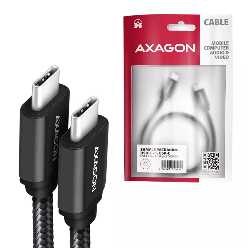 Axagon BUCM3-CM30AB SPEED USB-C <> USB-C 3.2 Gen 1 laidas 3 m