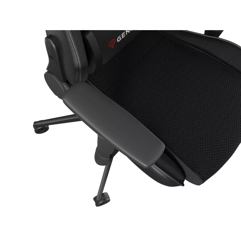 Žaidimų kėdė GENESIS Nitro 440 G2, paminkštinta sėdynė, audinys/dirbtinė oda, pilka/juoda, max 120 kg, reguliuojama atlošas ir 1D porankiai