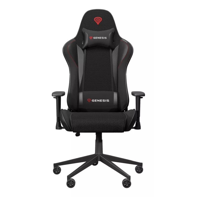 Žaidimų kėdė GENESIS Nitro 440 G2, paminkštinta sėdynė, audinys/dirbtinė oda, pilka/juoda, max 120 kg, reguliuojama atlošas ir 1D porankiai