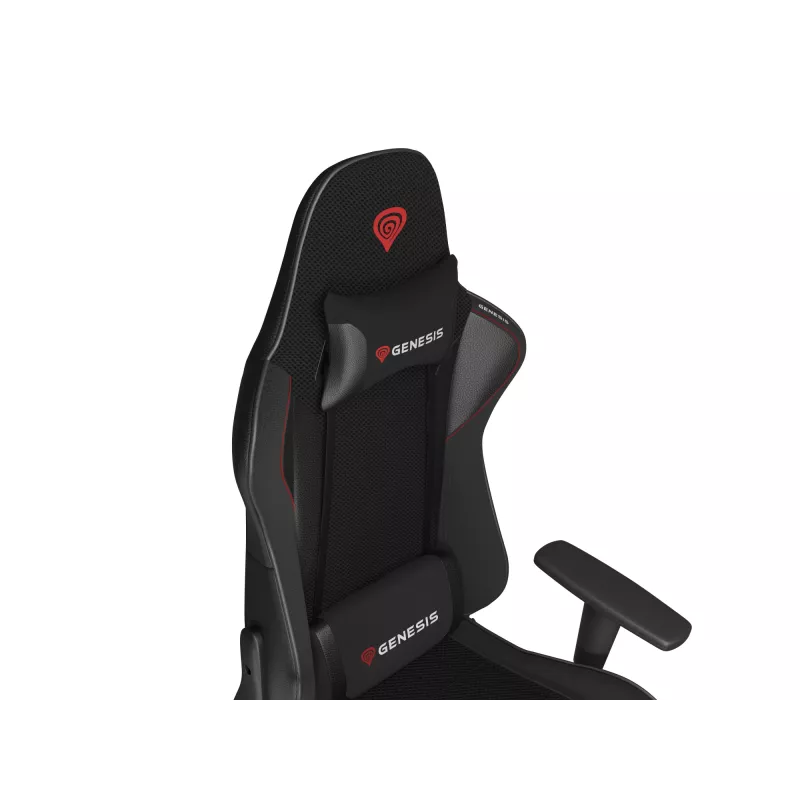 Žaidimų kėdė GENESIS Nitro 440 G2, paminkštinta sėdynė, audinys/dirbtinė oda, pilka/juoda, max 120 kg, reguliuojama atlošas ir 1D porankiai