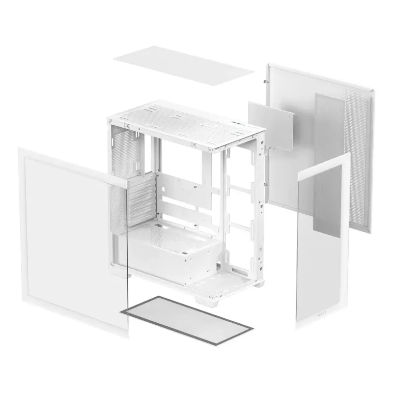 Korpusas DeepCool CG580 WH Baltas — ATX/mATX/ITX, grūdintas stiklas, palaiko 120/140 mm ventiliatorius, 3.5 colio×2, 2.5 colio×3, USB 3.2 Gen1