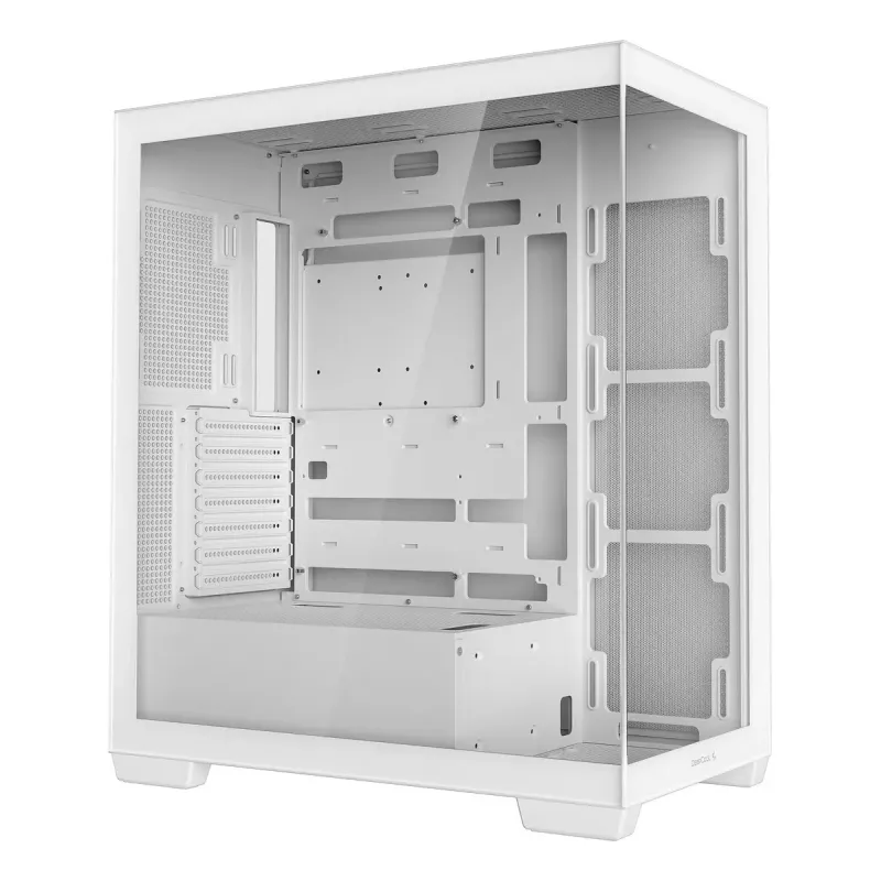 Korpusas DeepCool CG580 WH Baltas — ATX/mATX/ITX, grūdintas stiklas, palaiko 120/140 mm ventiliatorius, 3.5 colio×2, 2.5 colio×3, USB 3.2 Gen1