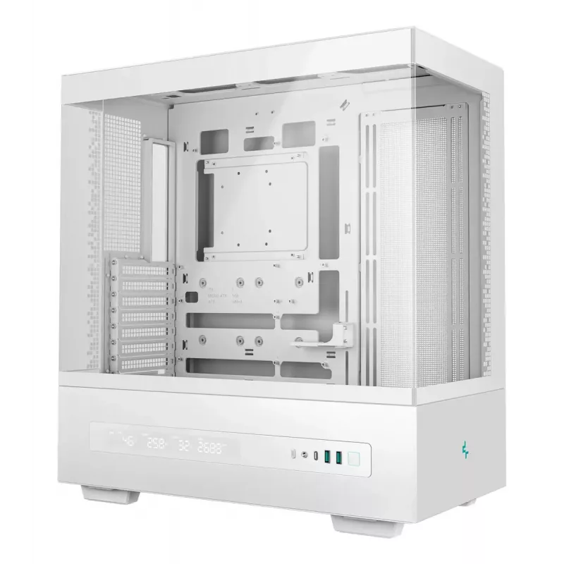PC korpusas DeepCool CH690 Tower White – ATX/microATX, LCD ekranas, 3x2,5 colio vietos, 1x3,5 colio, GPU iki 450 mm, aušintuvo aukštis 182 mm