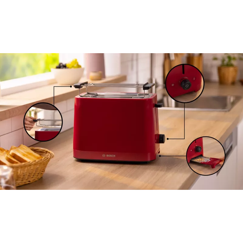Bosch TAT3M124 skrudintuvas 2 griežinėliai 950 W Raudonas