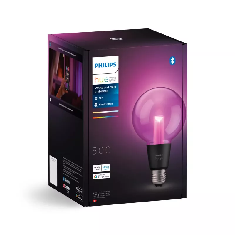 Philips Hue White and colour ambience G95 E27 išmanioji lemputė, 6,8 W, Bluetooth/Zigbee, permatoma