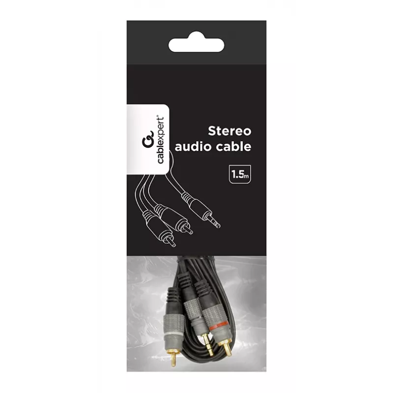 GEMBIRD 3,5 mm stereo į 2xRCA kištukai 1,5 m laidas - paauksuotos jungtys
