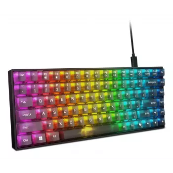 Mechaninė žaidimų klaviatūra Lenovo Legion K510 Mini Pro 75% JAV anglų, 84 klavišai, RGB, USB, 1,8 m laidas, Juoda/Permatoma