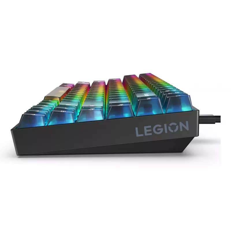 Mechaninė žaidimų klaviatūra Lenovo Legion K510 Mini Pro 75% JAV anglų, 84 klavišai, RGB, USB, 1,8 m laidas, Juoda/Permatoma