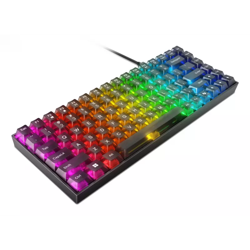 Mechaninė žaidimų klaviatūra Lenovo Legion K510 Mini Pro 75% JAV anglų, 84 klavišai, RGB, USB, 1,8 m laidas, Juoda/Permatoma