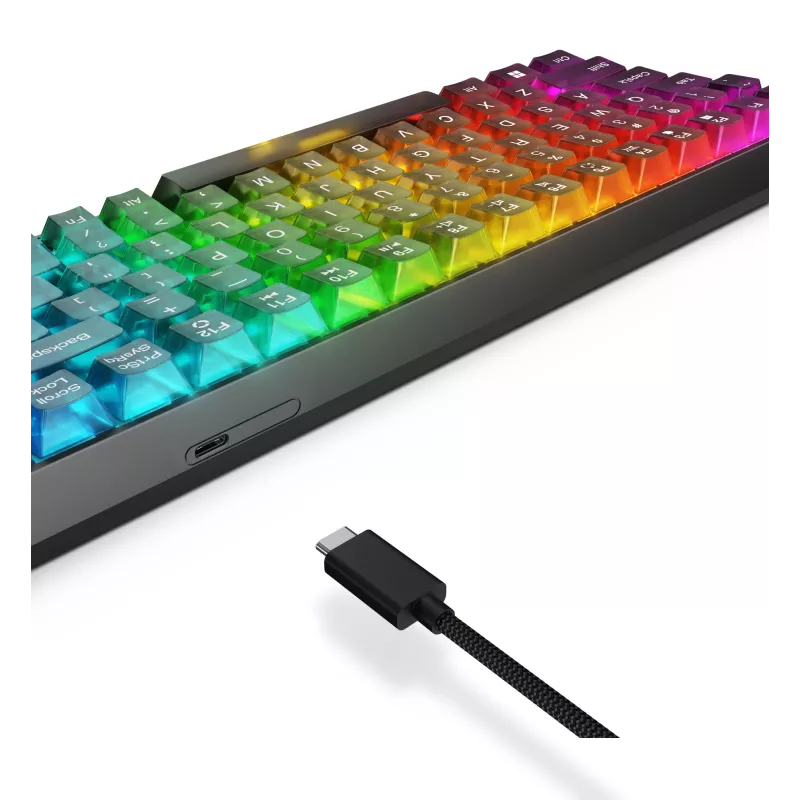 Mechaninė žaidimų klaviatūra Lenovo Legion K510 Mini Pro 75% JAV anglų, 84 klavišai, RGB, USB, 1,8 m laidas, Juoda/Permatoma