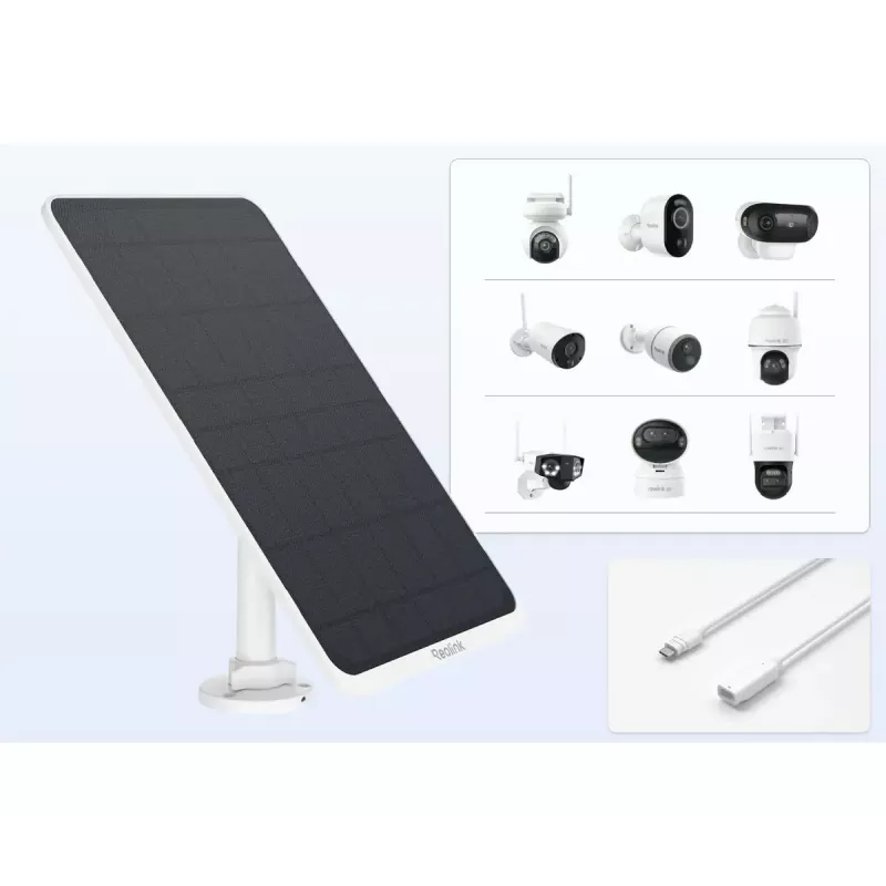 Saulės baterija Reolink SP3-W 12W 6V USB-C IP65 lauko, 360° horizontaliai, 90° vertikaliai, 4 m kabelis, technopolimeras, balta