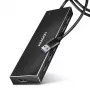 Axagon HUE-F7A 7x USB 3.2 Gen 1 ALU FLAT USB centrinis įrenginys su mikro maitinimo įvadu, 1 m USB-A kabeliu, juodos spalvos