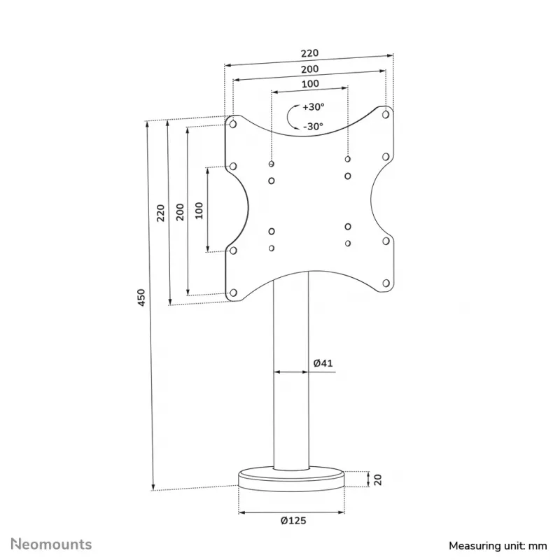 Neomounts DS42-430BL12 varžtinis TV stovo laikiklis iki 50kg 23-43col