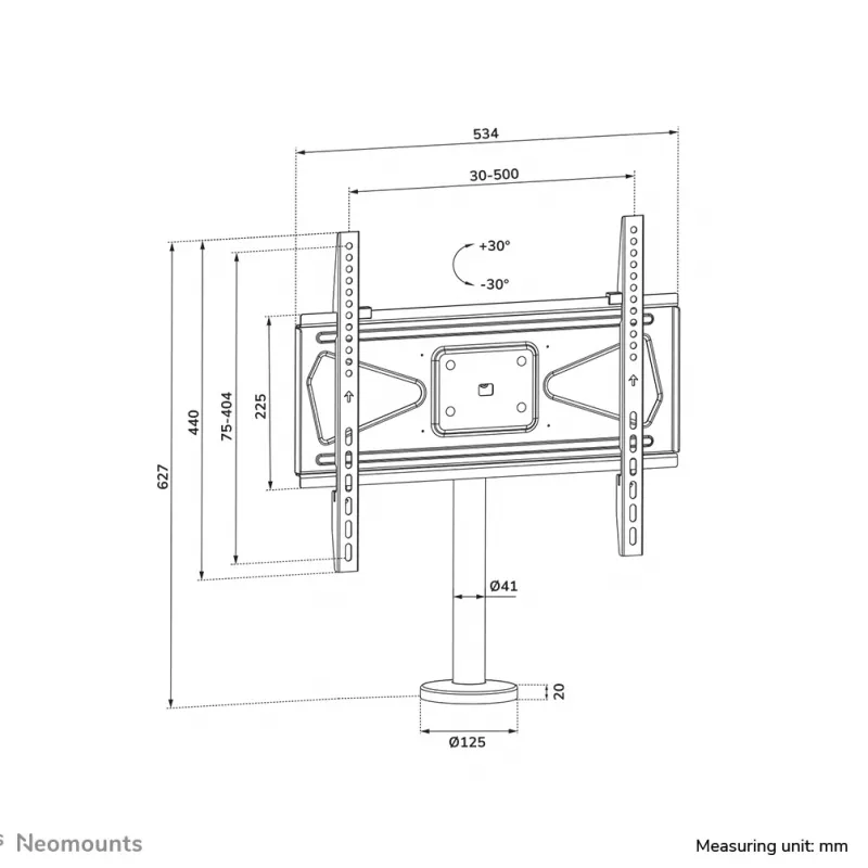 Neomounts DS42-430BL14 prisukamas TV laikiklis ant stalo, max 50 kg, 32-55 col.