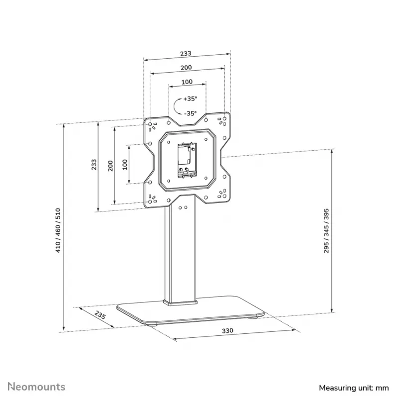 Neomounts DS45-430BL12 televizoriaus stovas 23-43 coliams – pasukamas, 109,2 cm (43 col.), 100 x 100 mm, 200 x 200 mm, -35 - 35°, plienas, juodas