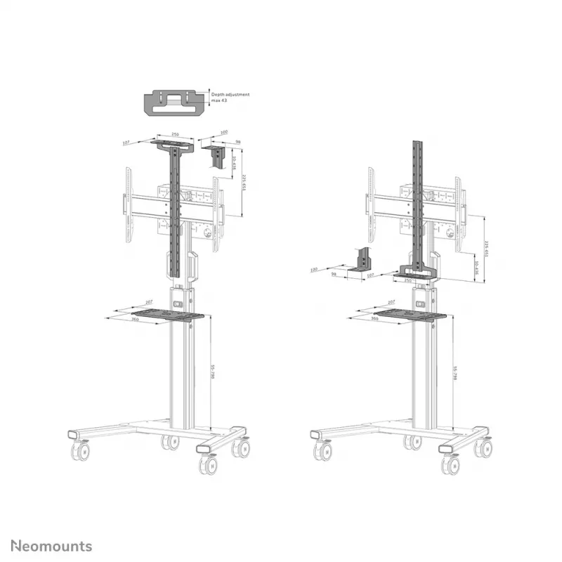 Montavimo komplektas Neomounts AV1-825BL juodas plieninis 3 kg