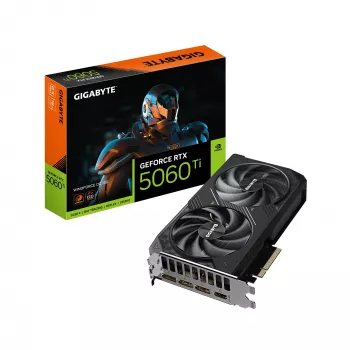 GIGABYTE GeForce RTX 5060 Ti WINDFORCE OC 16G vaizdo plokštė – 16 GB GDDR7, 128 bit, PCI-E 5.0, 2587 MHz, 3x DisplayPort, 1x HDMI, GV-N506TWF2OC-16GD