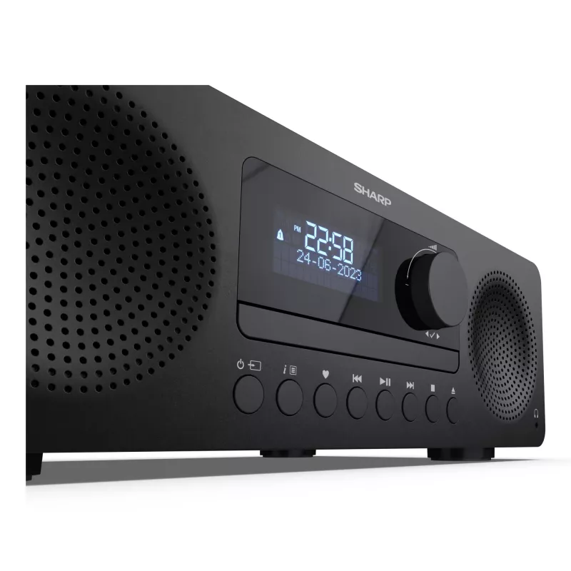Mikro garso sistema Sharp XL-B720D 30 W, 2 krypčių garsiakalbiai, DAB/DAB+/FM, optinis diskų grotuvas, juoda