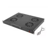 Viršutinis ventiliacijos skydelis LANBERG AK-1503-B — 1U, 4 ventiliatoriai, įmontuotas termostatas, LCD ekranas, 230 V, 76 W, 483×322×44.5 mm