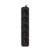 Prailginimo laidas Lanberg PS0-05E-0100-IEC-BK, 5 kištukinių lizdų, 1 m