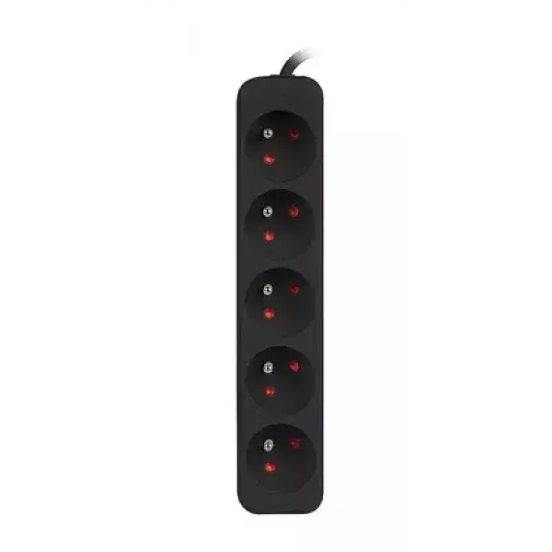Prailginimo laidas Lanberg PS0-05E-0100-IEC-BK, 5 kištukinių lizdų, 1 m