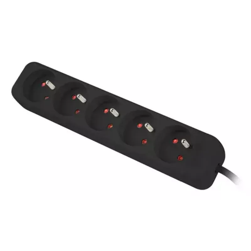 Prailginimo laidas Lanberg PS0-05E-0100-IEC-BK, 5 kištukinių lizdų, 1 m
