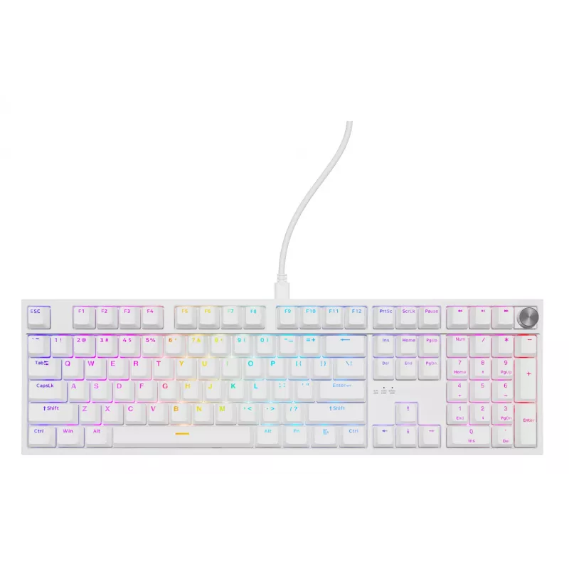 Mechaninė klaviatūra GENESIS THOR 404, pilno dydžio, USB, QWERTY anglų, RGB apšvietimas, balta