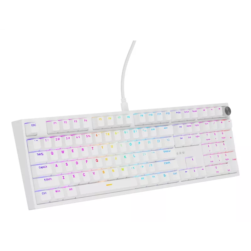 Mechaninė klaviatūra GENESIS THOR 404, pilno dydžio, USB, QWERTY anglų, RGB apšvietimas, balta