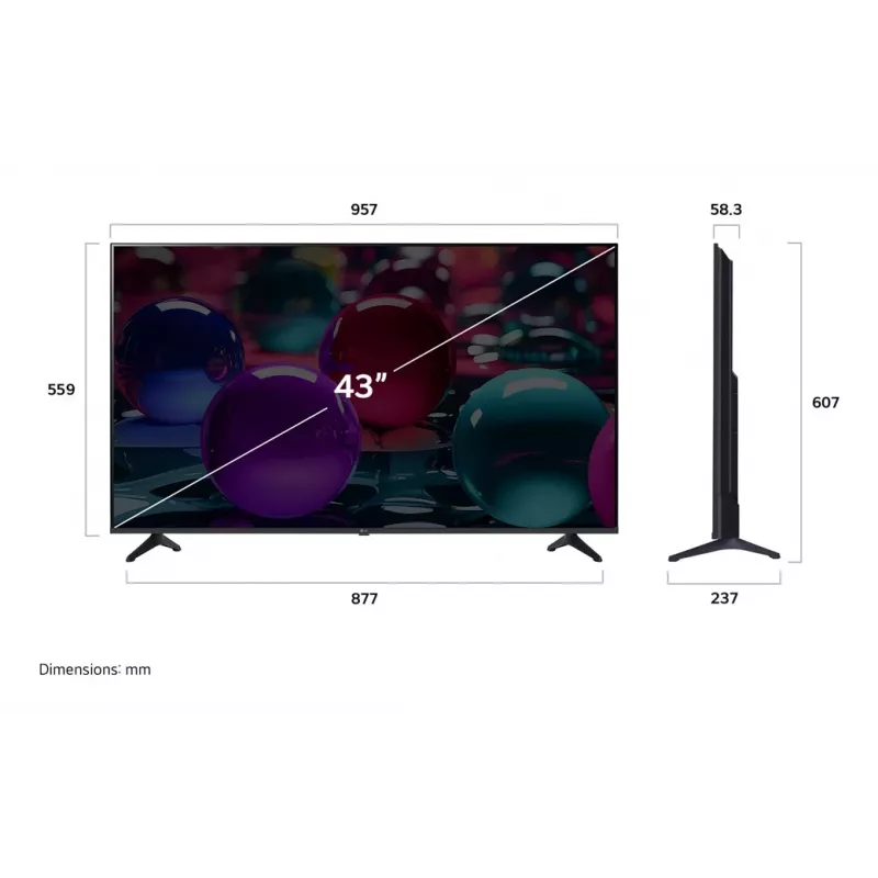 LG UHD AI 43UA73003LA televizorius 109.2 cm (43 coliai) 4K Ultra HD Smart TV Wi-Fi juodas