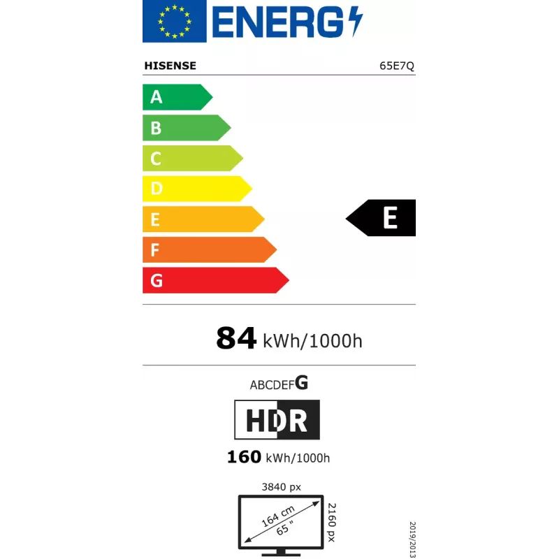 Hisense 65E7Q 165,1 cm (65 col.) 4K Ultra HD QLED išmanusis televizorius, Wi-Fi, juodas