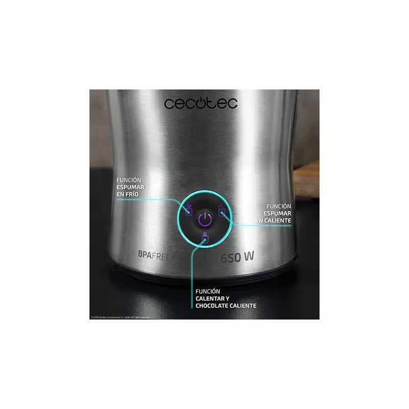 Pieno putojimo ir šildymo aparatas CECOTEC 01518 – automatinis, 650 W, nerūdijančio plieno dubuo, sidabrinis