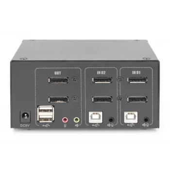 DIGITUS DS-12862 KVM jungiklis 2 kompiuteriams su dviem DisplayPort išėjimais, 4K 60 Hz