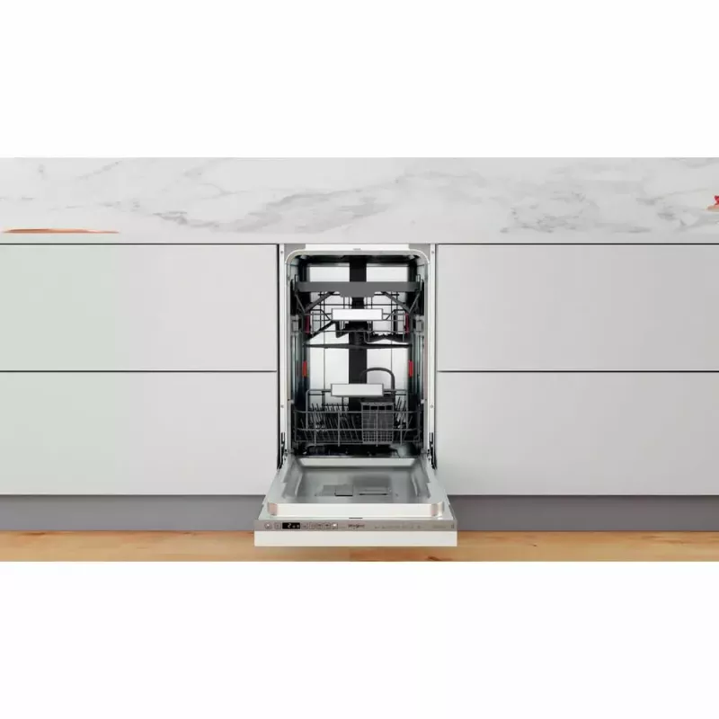 Įmontuojamas siauras indaplovė WHIRLPOOL WSIO 3T223 PCE X — 10 komplektų, 43 dB, 45 cm