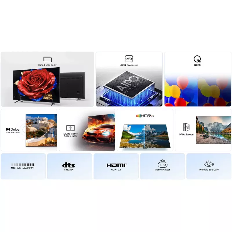 TCL T69C 43T69C televizorius 109,2 cm (43 colių) 4K Ultra HD Smart TV Wi-Fi juodas 350 cd/m²