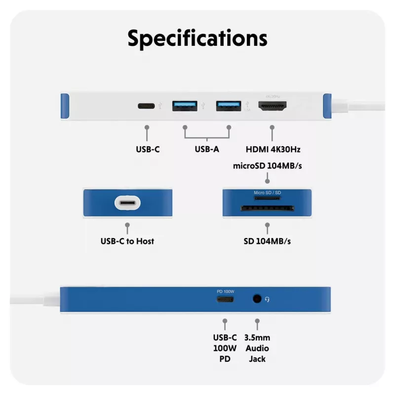 TARGUS Hyperdrive Flex 8 prievadų USB-C centras (mėlyna)