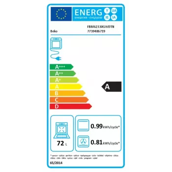 Laisvai pastatoma viryklė Beko FBM62330GWDTN dujinė elektrinė juoda balta 72L A