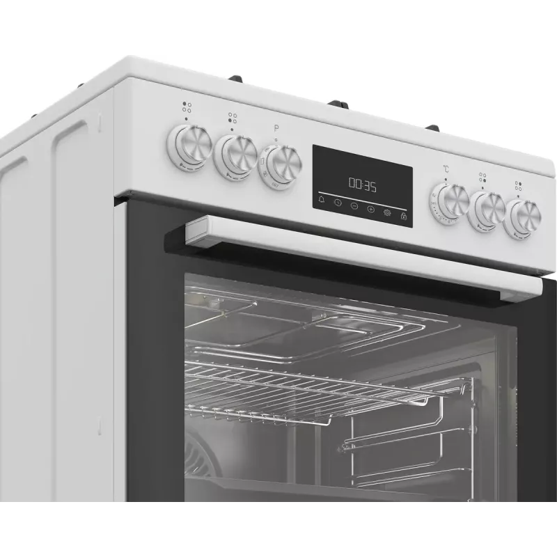 Laisvai pastatoma viryklė Beko FBM62330GWDTN dujinė elektrinė juoda balta 72L A