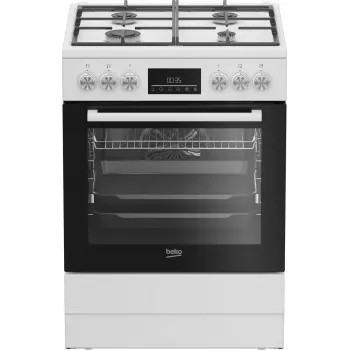 Laisvai pastatoma viryklė Beko FBM62330GWDTN dujinė elektrinė juoda balta 72L A
