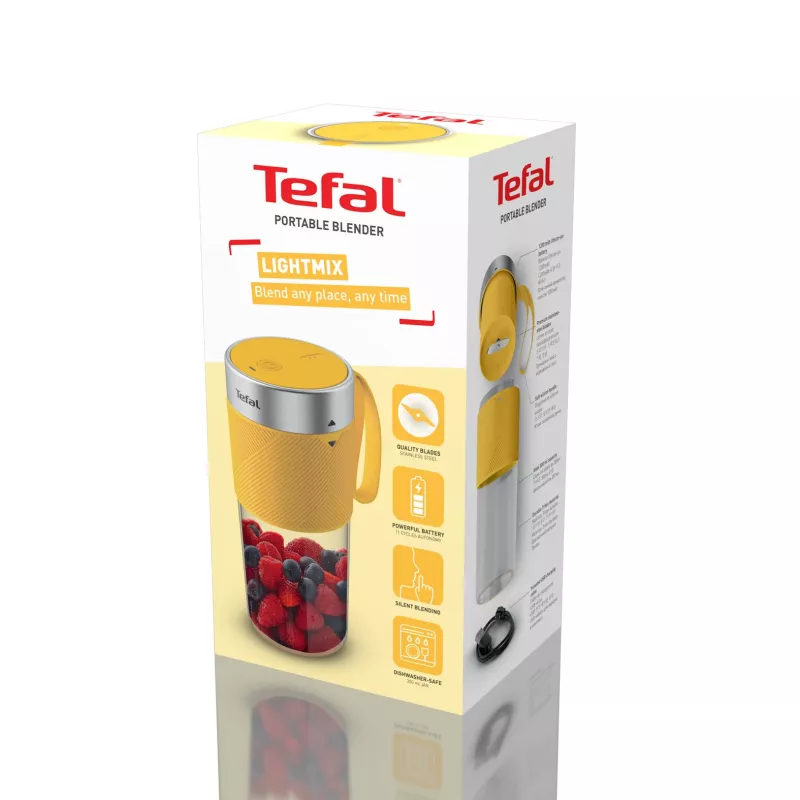 Nešiojamas trintuvas Tefal Lightmix BL1C0230 — 0,3 l, įkraunamas Li‑Ion 1200 mAh, nerūdijantis plienas/geltona