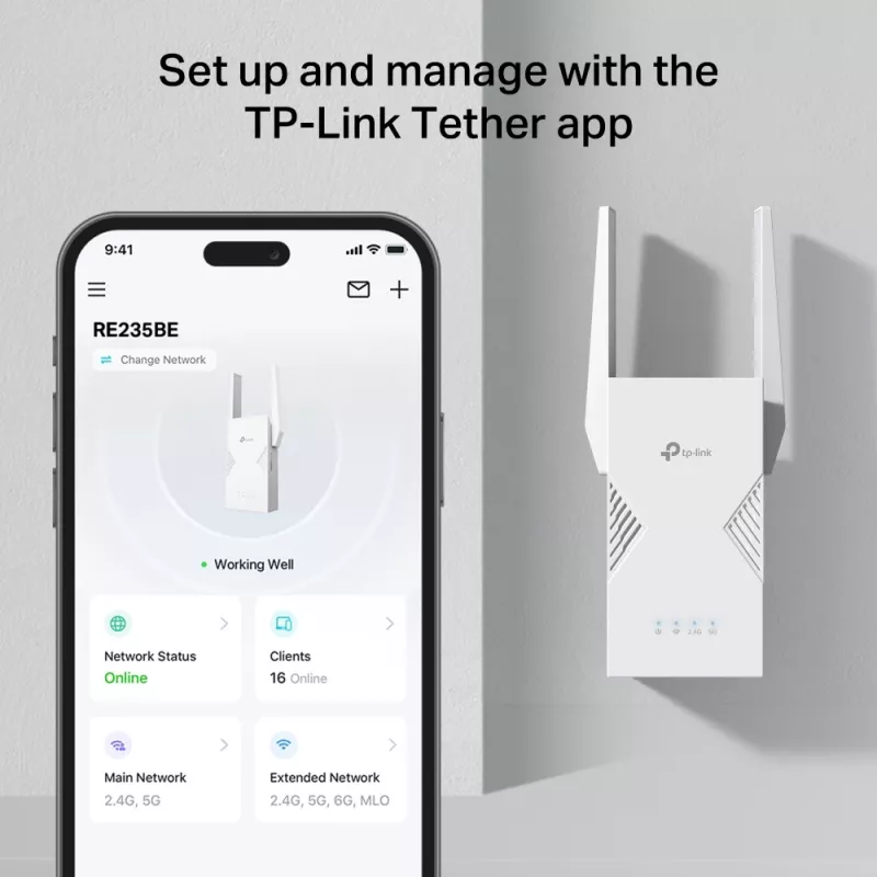 Tinklo siųstuvas-imtuvas TP-LINK BE3600, 2882 Mbit/s, dvejopos juostos 2,4/5 GHz, 1× RJ-45, baltas