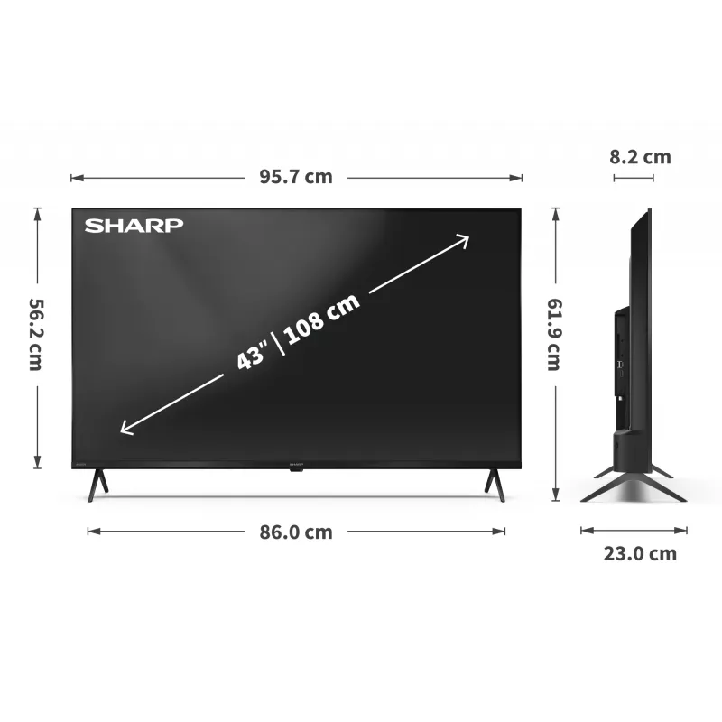 Sharp 43HP5265E televizorius 109,2 cm (43 coliai) 4K Ultra HD Smart TV Wi-Fi juodos spalvos