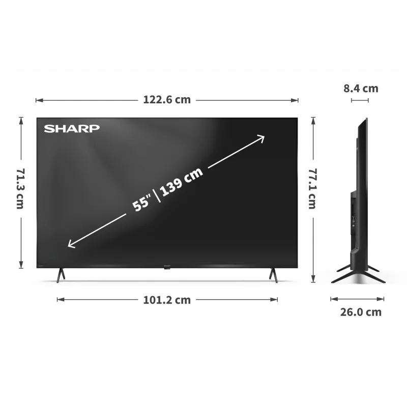 Sharp 55HP5265E televizorius 139,7 cm (55 coliai) 4K Ultra HD Smart TV Wi-Fi juodas
