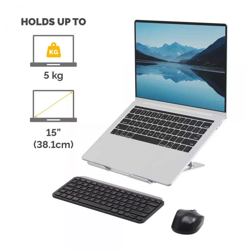 Fellowes Alumia nešiojamas stovas nešiojamam kompiuteriui, maks. 15 colių, 5 kg, sidabrinis