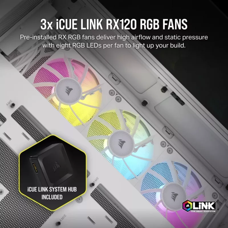 CORSAIR Kompiuterio korpusas - Icue Link 6500x RGB Vidutinis Bokštas Dviejų Kamerų Baltas